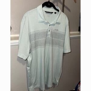 TravisMathew Men’s Polo Shirt Large | Light Blue Heather Striped Golf Top